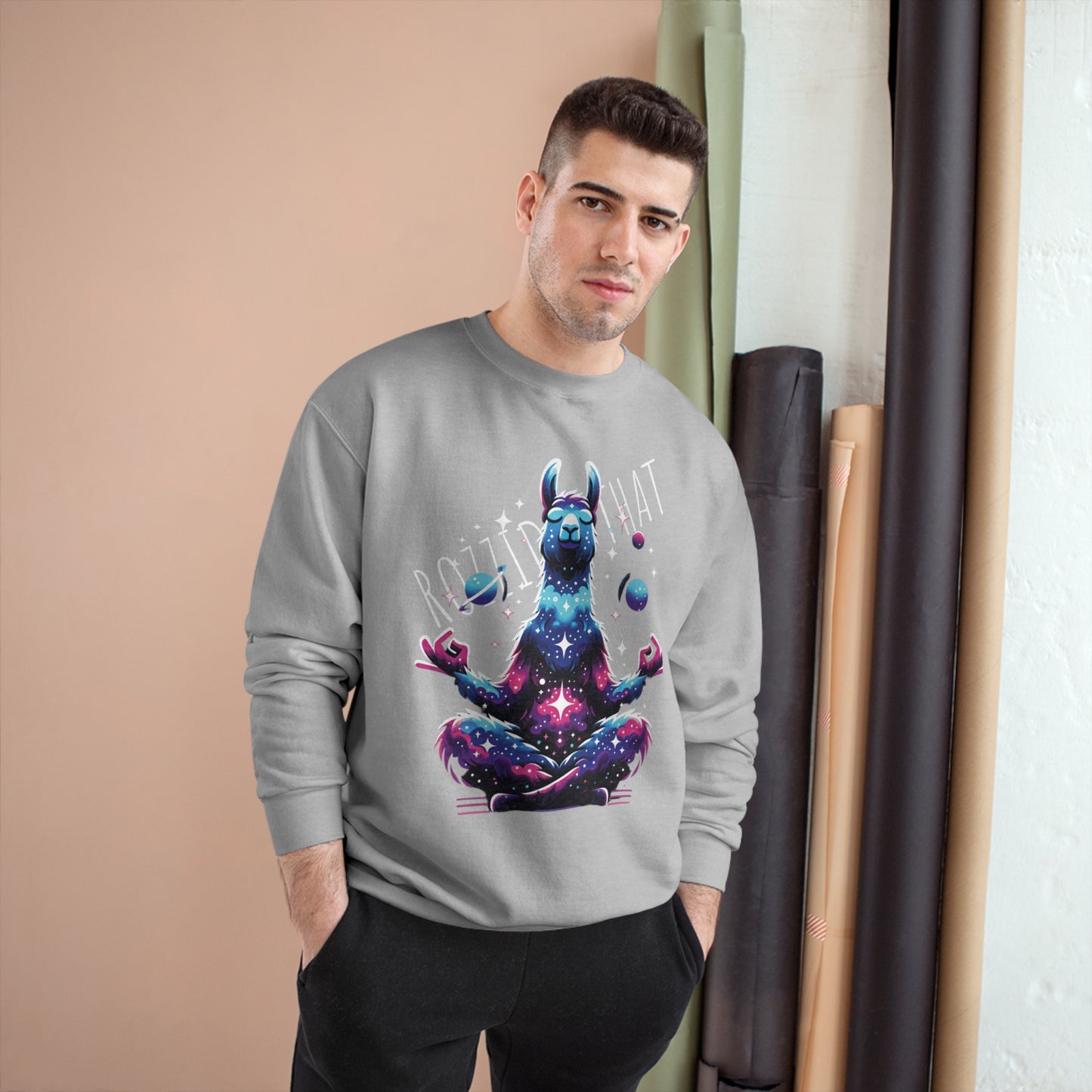 Celestial Llama eco crewneck sweatshirt Champion X RozziDidThat
