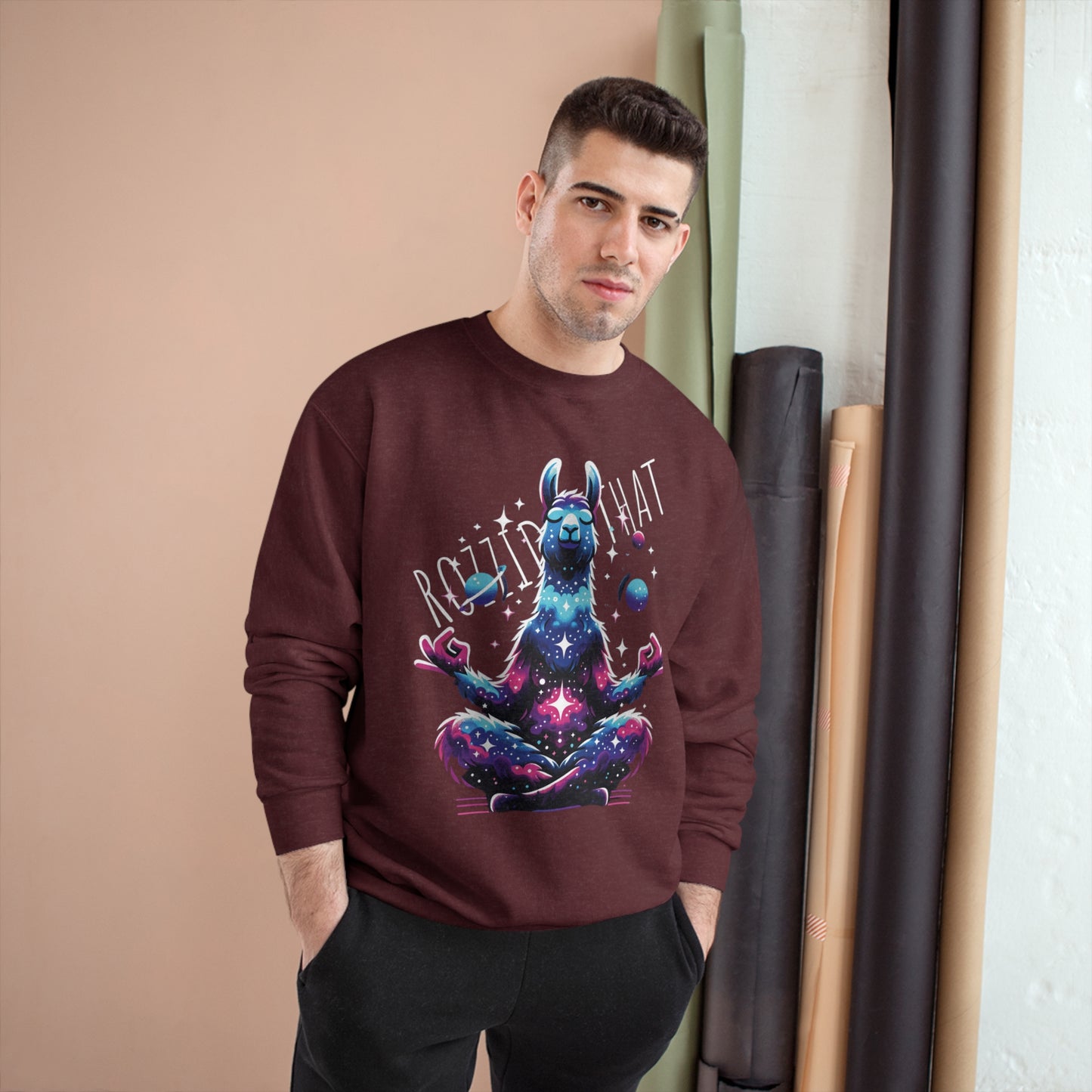 Celestial Llama eco crewneck sweatshirt Champion X RozziDidThat