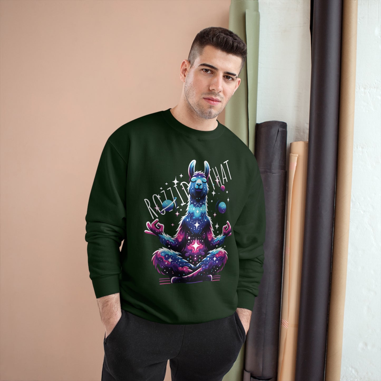 Celestial Llama eco crewneck sweatshirt Champion X RozziDidThat