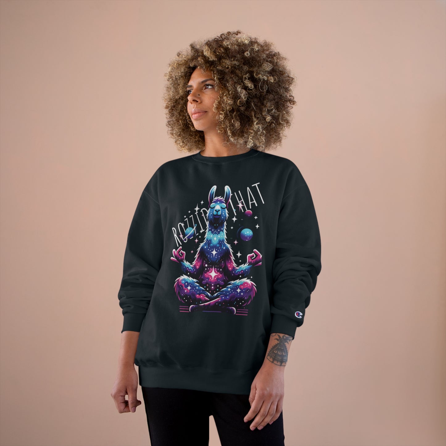 Celestial Llama eco crewneck sweatshirt Champion X RozziDidThat