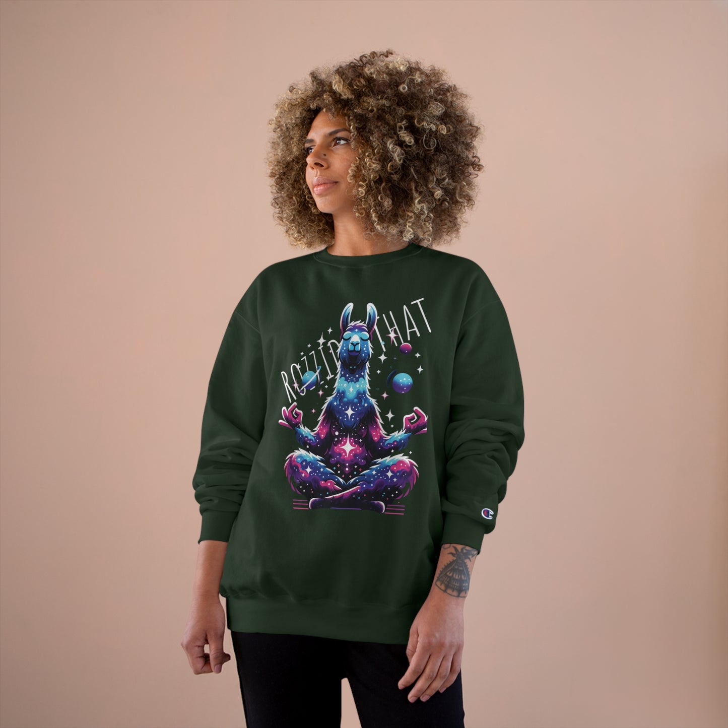 Celestial Llama eco crewneck sweatshirt Champion X RozziDidThat
