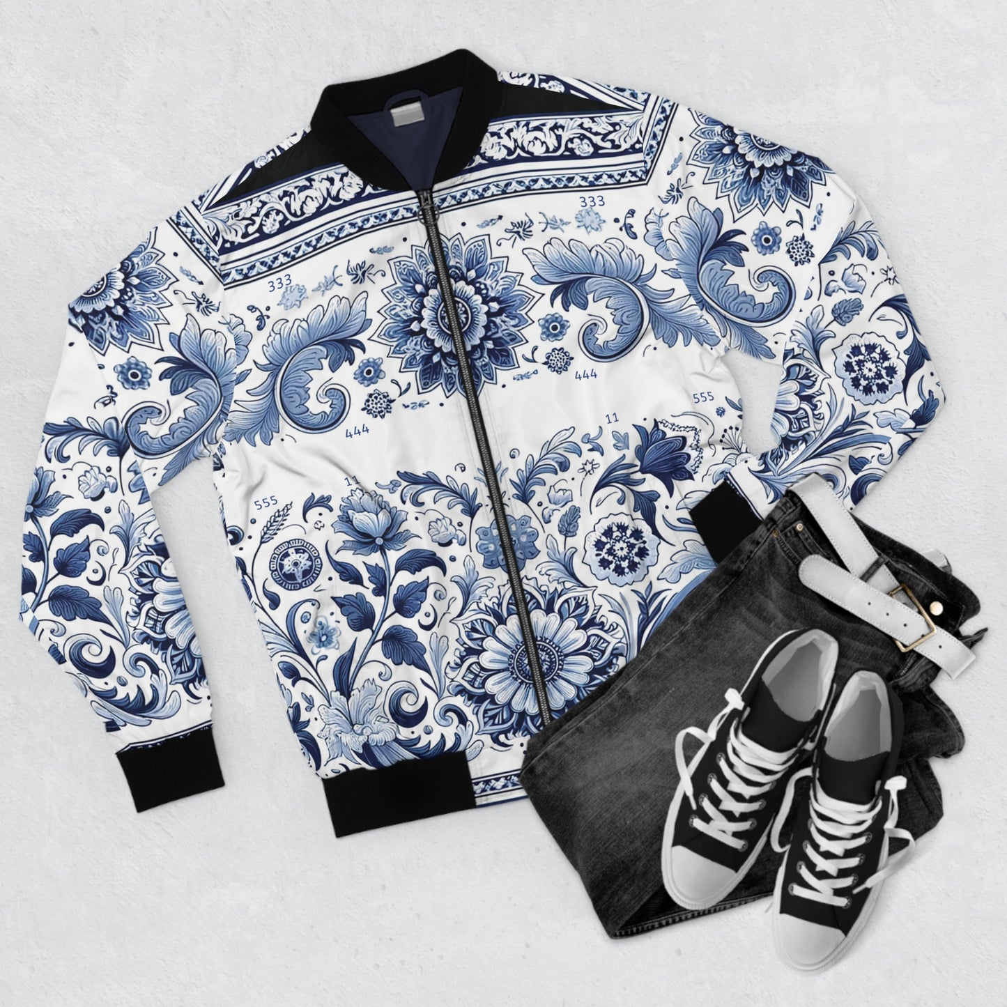 Porcelain Elegance Bomber Jacket
