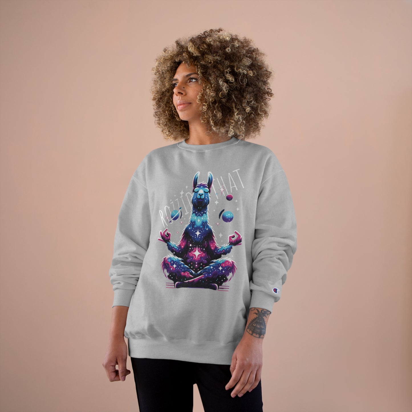 Celestial Llama eco crewneck sweatshirt Champion X RozziDidThat
