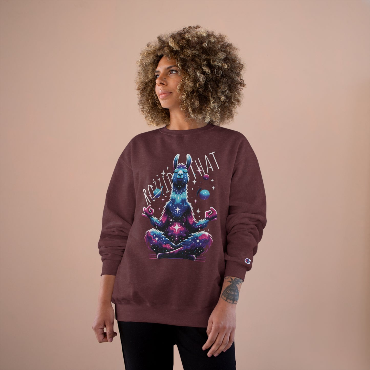 Celestial Llama eco crewneck sweatshirt Champion X RozziDidThat