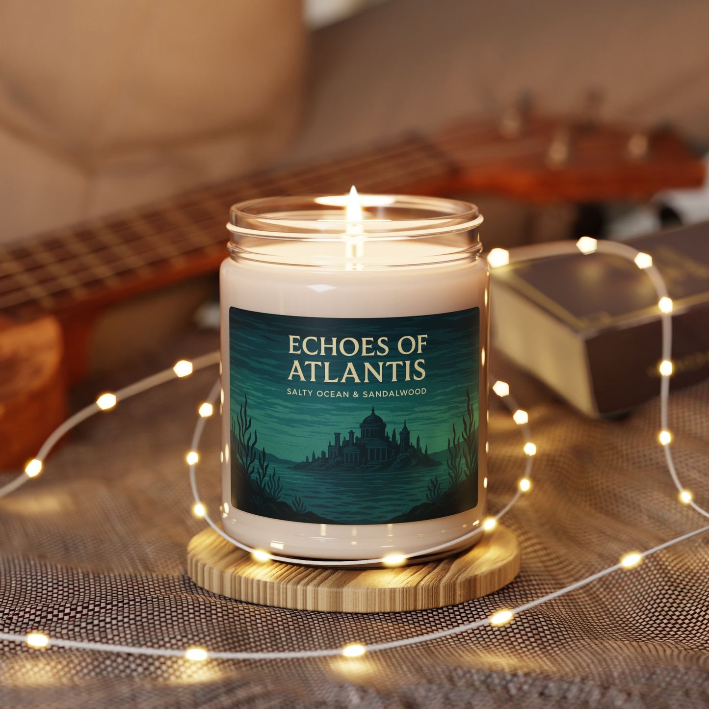 Echoes of Atlantis Soy Candle, Salty Ocean & Sandalwood, Relaxation Gift, Home Decor, Aromatherapy, Ocean Vibes, Wax Candle